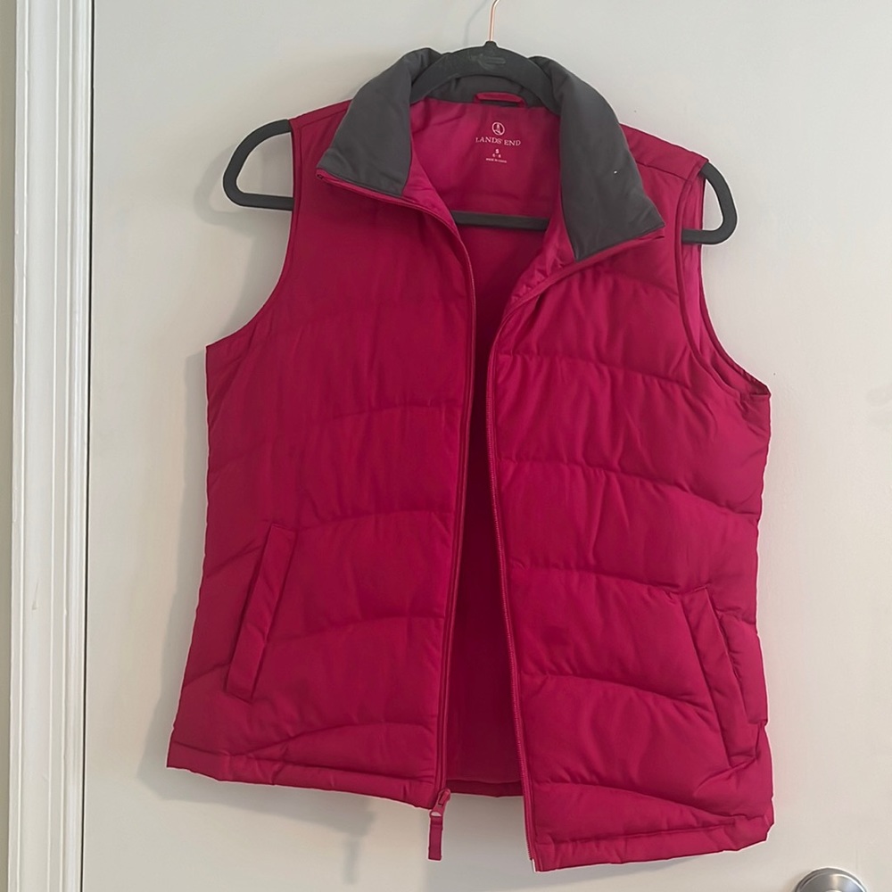Lands End Pink Oversized Puffer Vest